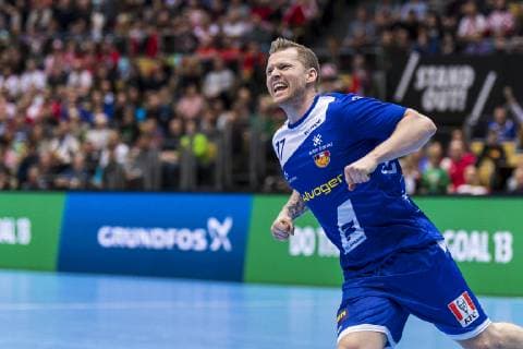 Muenchen, Deutschland 11. Januar 2019: WM 2019 Männer - Gruppe B - Island vs. Kroatien Arnor Gunnarsson (Island) Jubel Freude Emotion Muenchen Olympiahalle Bayern Deutschland
