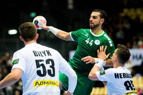 Handball WM, Saudi-Arabien - Österreich 190111 Mahdi Alsalem of Saudi Arabia during the 2019 IHF World Championship WM Weltmeisterschaft match between Saudi Arabia and Austria on January 11, 2019 in Herning. Photo: Jon Olav Nesvold BILDBYRN kod JE 160393 Copyright: JONxOLAVxNESVOLD BB190111JE073