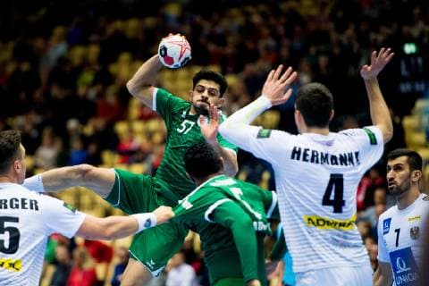 Handball WM, Saudi-Arabien - Österreich 190111 Mojtaba Alsalem of Saudi Arabia during the 2019 IHF World Championship WM Weltmeisterschaft match between Saudi Arabia and Austria on January 11, 2019 in Herning. Photo: Jon Olav Nesvold BILDBYRN kod JE 160393 Copyright: JONxOLAVxNESVOLD BB190111JE076
