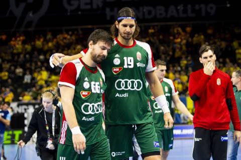 Handball WM, Argentinien - Ungarn 190111 Mate Lekai and Laszlo Nagy of Hungary looks dejected after the IHF World Handball Championship match between Argentina and Hungary on January 11, 2019 in Köpenhamn. Photo: Ludvig Thunman BILDBYRN kod LT 35573 Copyright: LUDVIGxTHUNMAN BB190111LT013