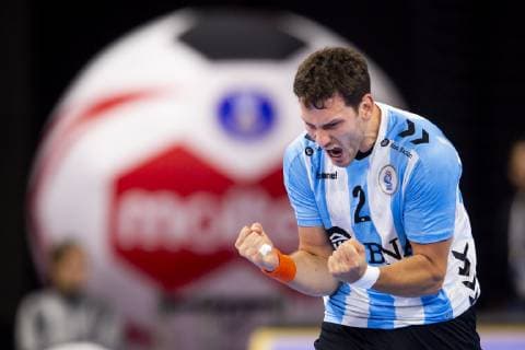 Sport Bilder des Tages Handball WM, Argentinien - Ungarn 190111 Fredrico Gaston Fernandez of Argentina celebrates during the IHF World Handball Championship match between Argentina and Hungary on January 11, 2019 in Köpenhamn. Photo: Ludvig Thunman BILDBYRN kod LT 35573 Copyright: LUDVIGxTHUNMAN BB190111LT025