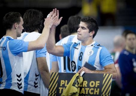 Handball WM, Argentinien - Ungarn Player of the match Pablo Ariel Simonet of Argentina after the men s IHF Handball World Championship WM Weltmeisterschaft match in Group D between Argentina-Hungary in Copenhagen , Denmark, on Friday, Jan. 11, 2019.. , Copenhagen Denmark Copyright: Scanpix LiselottexSabroex COP101 spdk20190111-193754-L