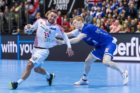 Muenchen, Deutschland 11. Januar 2019: WM 2019 Männer - Gruppe B - Island vs. Kroatien v.li. Luka Cindric (Kroatien), Muenchen Olympiahalle Bayern Deutschland