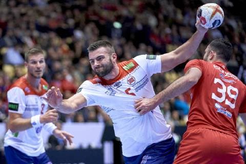 Handball WM, Tunesien - Norwegen Eivind Tangen (25) of Norway during the men s IHF Handball World Championship WM Weltmeisterschaft Group C match 8 between Tunisia and Norway in Herning Denmark on Friday Jan 11 2019 Herning Denmark, Denmark 
