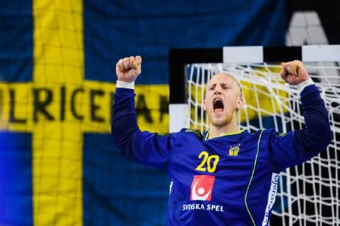 Handball WM, Ägypten - Schweden 190111 Goalkeeper Mikael Appelgren of Sweden celebrates during the IHF World Handball Championship match between Egypt and Sweden on January 11, 2019 in Copenhagen. Photo: Ludvig Thunman BILDBYRN kod LT 35574 Copyright: LUDVIGxTHUNMAN BB190111LT057