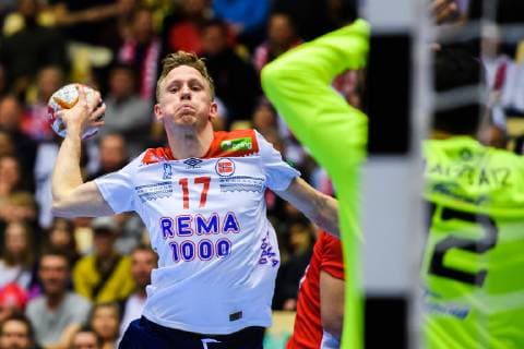 Handball WM, Tunesien - Norwegen 190111 Magnus Jondal of Norway scores during the 2019 IHF World Championship WM Weltmeisterschaft match between Tunisia and Norway on January 11, 2019 in Herning. Photo: Jon Olav Nesvold BILDBYRN kod JE 160394 Copyright: JONxOLAVxNESVOLD BB190111JE117