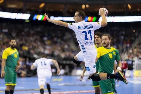 Handball WM, Brasilien - Frankreich Michael Guigou (Nr. 21, Frankreich). Brasilien vs. Frankreich, Vorrunde, Handball, IHF Handball Weltmeisterschaft, 11.01.19 Berlin Berlin Germany Mercedes-Benz-Arena Copyright: xAgentur54Gradx xFelixxKoenigx