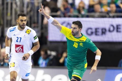 Handball WM, Brasilien - Frankreich Felipe Borges (Nr. 18, Brasilien) freut sich über ein Tor. Brasilien vs. Frankreich, Vorrunde, Handball, IHF Handball Weltmeisterschaft, 11.01.19 Berlin Berlin Germany Mercedes-Benz-Arena Copyright: xAgentur54Gradx xFelixxKoenigx