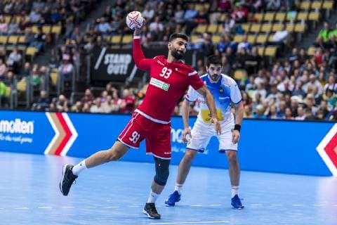 Handball WM, Bahrain - Spanien Muenchen, Deutschland 11. Januar 2019: WM 2019 Männer - Gruppe B - Bahrain vs. Spanien Mohamed Habib (Bahrain) Muenchen Olympiahalle Bayern Deutschland
