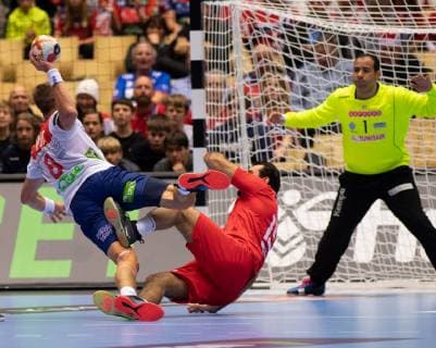 Handball WM, Tunesien - Norwegen Handball-WM Tunesien - Norwegen am 11.01.2019 in der Jyske Bank Boxen in Herning Bjarte MYRHOL ( Norwegen )