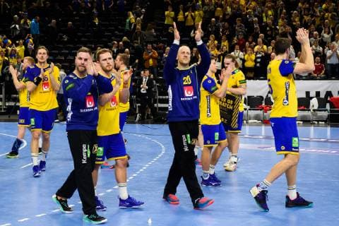 Handball WM, Ägypten - Schweden 190111 Players of Sweden thanks the supporters after the IHF World Handball Championship match between Egypt and Sweden on January 11, 2019 in Copenhagen. Photo: Ludvig Thunman BILDBYRN kod LT 35574 Copyright: LUDVIGxTHUNMAN BB190111LT084