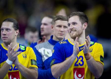Handball WM, Ägypten - Schweden Albin Lagergren and Mattias Zachrisson of Sweden after the men s IHF Handball World Championship WM Weltmeisterschaft match in Group D between Sweden-Egypt in Copenhagen , Denmark, on Friday, Jan. 11, 2019.. , Copenhagen Denmark Copyright: Scanpix LiselottexSabroex COP102 spdk20190111-220711-L
