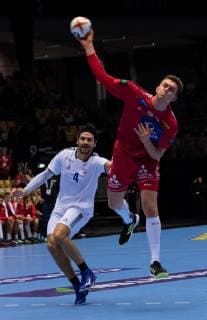 Handball WM, Österreich - Chile Handball-WM Österreich - Chile am 12.01.2019 in der Jyske Bank Boxen in Herning Mykola BILYK ( Österreich )