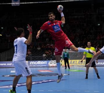 Handball WM, Österreich - Chile Handball-WM Österreich - Chile am 12.01.2019 in der Jyske Bank Boxen in Herning Janko BOZOVIC ( Österreich )