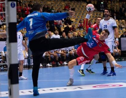 Handball WM, Österreich - Chile Handball-WM Österreich - Chile am 12.01.2019 in der Jyske Bank Boxen in Herning Lukas HERBURGER ( Österreich )