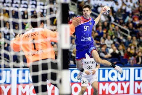 Handball WM, Russland - Korea Russland vs Korea, Handball Weltmeisterschaft 2019, 12.01.2019 Aleksei Fokin (RUS 97) beim Spiel zwischen Russland und Korea bei der Handball Weltmeisterschaft in Berlin am 12.01.2019, , Berlin BER Germany Mercedes-Benz-Arena