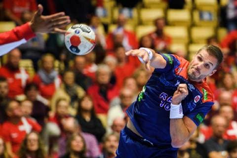 Handball WM, Norwegen - Saudi-Arabien 190112 Bjarte Myrhol of Norway during the IHF World Handball Championship match between Norway and Saudi Arabia on January 12, 2019 in Herning. Photo: Jon Olav Nesvold BILDBYRN kod JE 160396 Copyright: JONxOLAVxNESVOLD BB190112JE059
