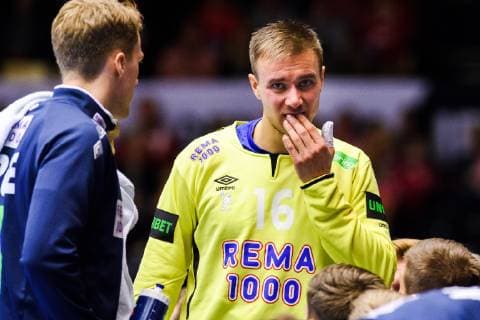 Handball WM, Norwegen - Saudi-Arabien 190112 Goalkeeper Espen Christensen of Norway is in pain during the IHF World Handball Championship match between Norway and Saudi Arabia on January 12, 2019 in Herning. Photo: Jon Olav Nesvold BILDBYRN kod JE 160396 Copyright: JONxOLAVxNESVOLD BB190112JE086