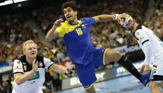 Jose Toledo (Brasilien) beim Spiel Deutschland gegen Brasilien der Handball- WM 2019 der Maenner am 12.01.2019 in der Mercedes-Benz Arena in Berlin Handball - WM 2019 - Gruppe A - Deutschland - Brasilien