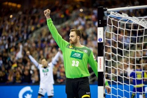 Handball Berlin 12.01.2019 Weltmeisterschaft 2019 Weltmeisterschaften der Männer Gruppe A Deutschland (GER) - Brasilien (BRA) Andreas Wolff (Deutschland, TW, No.33) Jubel