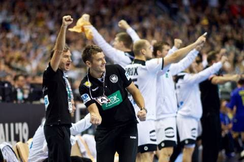 Sport Bilder des Tages Handball WM, Deutschland - Brasilien Handball Berlin 12.01.2019 Weltmeisterschaft 2019 Weltmeisterschaften der Männer Gruppe A Deutschland (GER) - Brasilien (BRA) Christian Prokop (Deutschland, Trainer) Jubel