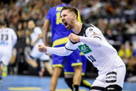 Handball WM, Deutschland - Brasilien Deutschland vs Brasilien, Handball Weltmeisterschaft 2019, 12.01.2019 Fabian Wieder (GER 10) beim Spiel zwischen Deutschland und Brasilien bei der Handball Weltmeisterschaft in Berlin am 12.01.2019, , Berlin BER Germany Mercedes-Benz-Arena