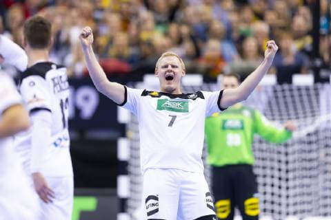 Patrick Wiencek (Nr. 7, Deutschland) freut sich. Deutschland vs. Brasilien, Vorrunde, Handball, IHF Handball Weltmeisterschaft, 12.01.19 Berlin Berlin Germany Mercedes-Benz-Arena Copyright: xAgentur54Gradx xFelixxKoenigx