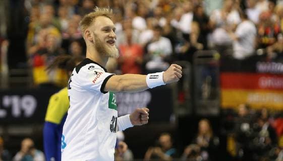 Matthias Musche (Deutschland) beim Spiel Deutschland gegen Brasilien der Handball- WM 2019 der Maenner am 12.01.2019 in der Mercedes-Benz Arena in Berlin Handball - WM 2019 - Gruppe A - Deutschland - Brasilien