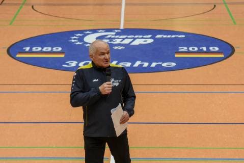 Vorstand Organisation Josef Bichler. Deutschland, Gaildorf, 12.01.2019, Jugendfussball, 30.Int. U17 U 17 Hallenfussballturnier: Jugend Euro Cup 2019, Sporthalle