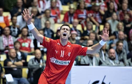 Handball WM, Dänemark - Tunesien Rasmus Lauge of Denmark during the men s IHF Handball World Championship WM Weltmeisterschaft Group C match between Denmark and Tunisia in Herning, Denmark, Saturday, Jan. 12, 2019.. , Herning Jylland Denmark Copyright: HenningxBagger HenningxBaggerx COP101 spdk20190112-205601-L