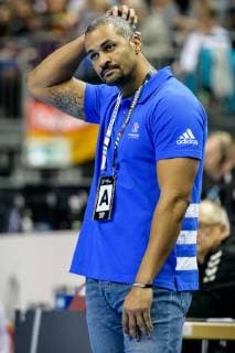 Handball WM, Frankreich - Serbien Frankreich vs Serbien, Handball Weltmeisterschaft 2019, 12.01.2019 Trainer Didier Dinart (FRA) beim Spiel zwischen Frankreich und Serbien bei der Handball Weltmeisterschaft in Berlin am 12.01.2019, , Berlin BER Germany Mercedes-Benz-Arena
