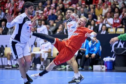 Handball WM, Dänemark - Tunesien Anders Zachariassen (14) of Denmark during the men s IHF Handball World Championship WM Weltmeisterschaft Group C match 18 between Denmark and Tunisia. Herning Denmark on Saturday Jan 12 2019 Herning Denmark, Denmark 