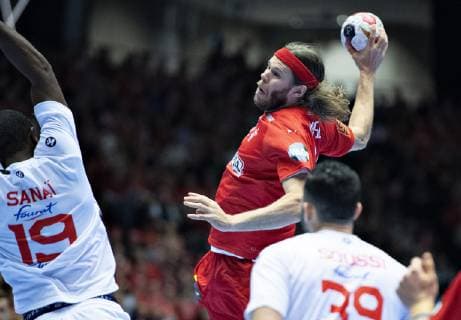 Handball WM, Dänemark - Tunesien Mikkel Hansen of Denmark during the men s IHF Handball World Championship WM Weltmeisterschaft Group C match between Denmark and Tunisia in Herning, Denmark, Saturday, Jan. 12, 2019.. , Herning Jylland Denmark Copyright: HenningxBagger HenningxBaggerx COP101 spdk20190112-222905-L