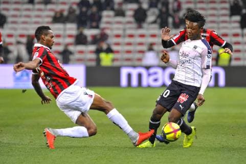 Christophe Herelle (OGC Nice) - Samuel Kalu Ojim (Bordeaux) FOOTBALL : OGC Nice vs Bordeaux FC - Ligue 1 Conforama - Nice - 12 01 2019 NorbertScanella Panoramic 