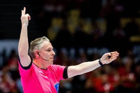 Sport Bilder des Tages 190112 Robert Schulze, referee of Germany, during the IHF World Handball Championship match between Norway and Saudi Arabia on January 12, 2019 in Herning. Photo: Jon Olav Nesvold BILDBYRAN kod JE 160396 Copyright: JONxOLAVxNESVOLD BB190112JE168