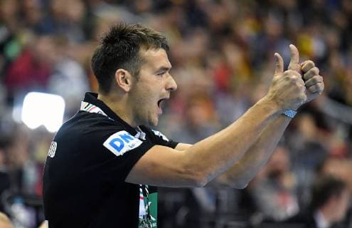Christian Prokop (Trainer Deuztschland), jubelt nach einem Tor, Deutschland-Brasilien Germany-Brazil Brasilia-France IHF Handball Weltmeisterschaft 2019, Hanball World Championship WM Weltmeisterschaft 2019, Herren, Männer, Maenner, men, Handball, Deutschland, Germany, Vorrunde, Gruppe A, group A Berlin, 12.1.2019