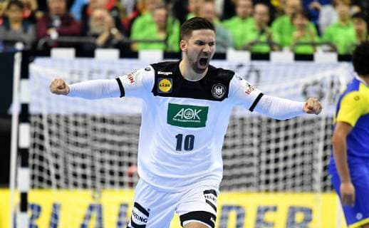 Fabian Wiede (Deutschland), jubelt nach einem Tor Deutschland-Brasilien Germany-Brazil Brasilia-France IHF Handball Weltmeisterschaft 2019, Hanball World Championship WM Weltmeisterschaft 2019, Herren, Männer, Maenner, men, Handball, Deutschland, Germany, Vorrunde, Gruppe A, group A Berlin, 12.1.2019