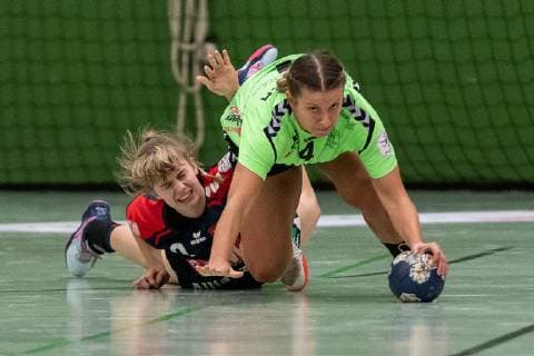 Katrin Friedrich (SG H2Ku Herrenberg Kuties 09), Milena Natusch (TSV Nord Harrislee 04), SG H2Ku Herrenberg Kuties vs. TSV Nord Harrislee, Handball, 2.Bundesliga, Frauen, HBF, Saison 18 19, 12.01.2019, SG H2Ku Herrenberg Kuties vs. TSV Nord Harrislee, Handball, 2.Bundesliga, Frauen, HBF, Saison 18 19, 12.01.2019 Herrenberg Copyright: xEIBNER WolfgangxFrankx EP_WFK