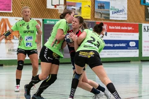 Janne-Lotta Woch (TSV Nord Harrislee 06), Merle Carstensen (TSV Nord Harrislee 10), Marie-Christine Beddies (SG H2Ku Herrenberg Kuties 22), Samiah-Alica Jakusch (TSV Nord Harrislee 23), SG H2Ku Herrenberg Kuties vs. TSV Nord Harrislee, Handball, 2.Bundesliga, Frauen, HBF, Saison 18 19, 12.01.2019, SG H2Ku Herrenberg Kuties vs. TSV Nord Harrislee, Handball, 2.Bundesliga, Frauen, HBF, Saison 18 19, 12.01.2019 Herrenberg Copyright: xEIBNER WolfgangxFrankx EP_WFK