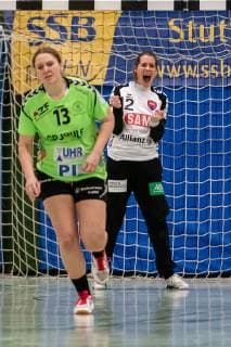 Ann Karolin Lache (TSV Nord Harrislee 13), Monika Lide (SG H2Ku Herrenberg Kuties 12), Jubel nach halten von 7 Meter, SG H2Ku Herrenberg Kuties vs. TSV Nord Harrislee, Handball, 2.Bundesliga, Frauen, HBF, Saison 18 19, 12.01.2019, SG H2Ku Herrenberg Kuties vs. TSV Nord Harrislee, Handball, 2.Bundesliga, Frauen, HBF, Saison 18 19, 12.01.2019 Herrenberg Copyright: xEIBNER WolfgangxFrankx EP_WFK