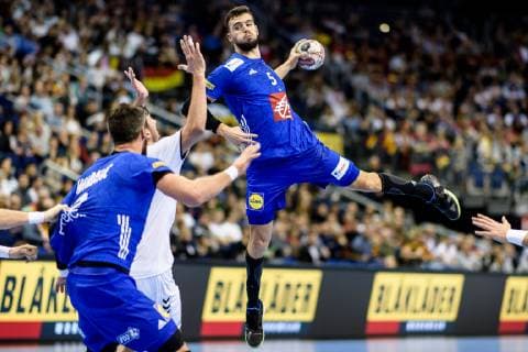 Frankreich vs Serbien, Handball Weltmeisterschaft 2019, 12.01.2019 Nedim Remili (FRA 5) beim Spiel zwischen Frankreich und Serbien bei der Handball Weltmeisterschaft in Berlin am 12.01.2019, , Berlin BER Germany Mercedes-Benz-Arena