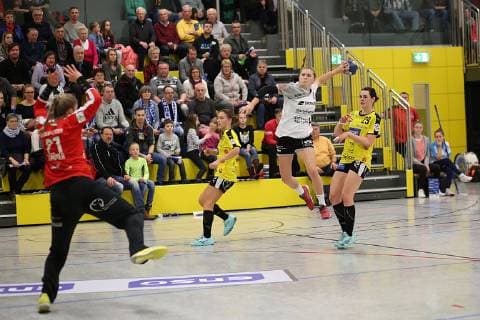 Nina Fischer (TG Nuertingen) kommt frei zum Wurf Handball Frauen, HC Roedertal - TG Nuertingen, 2.Liga, 12.01.2019 Grossroehrsdorf