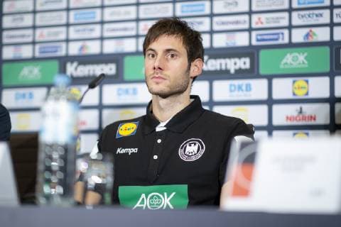 Uwe Gensheimer (Nr. 3, Deutschland) waehrend der Pressekonferenz. Pressekonferenz des DHB, Handball, IHF Handball Weltmeisterschaft, 13.01.19 Berlin Berlin Germany AOK Bundeszentrale Copyright: xAgentur54Gradx xFelixxKoenigx
