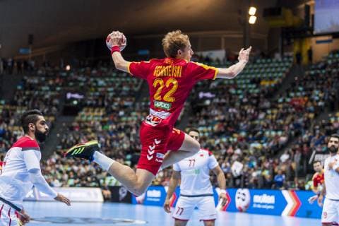 Muenchen, Deutschland 13. Januar 2019: WM 2019 Männer - Gruppe B - Mazedonien vs. Bahrain Goce Georgievski (Mazedonien) Muenchen Olympiahalle Bayern Deutschland