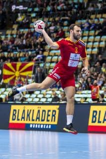 Muenchen, Deutschland 13. Januar 2019: WM 2019 Männer - Gruppe B - Mazedonien vs. Bahrain Dejan Manaskov (Mazedonien) Muenchen Olympiahalle Bayern Deutschland