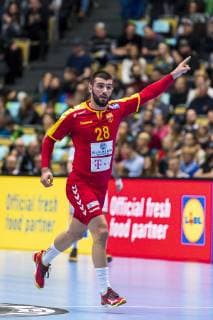 Muenchen, Deutschland 13. Januar 2019: WM 2019 Männer - Gruppe B - Mazedonien vs. Bahrain Martin Popovski (Mazedonien) Muenchen Olympiahalle Bayern Deutschland
