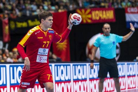 Muenchen, Deutschland 13. Januar 2019: WM 2019 Männer - Gruppe B - Mazedonien vs. Bahrain Martin Serafimov (Mazedonien) Muenchen Olympiahalle Bayern Deutschland
