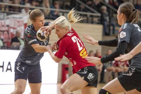 Sophie Lütke (SV Union Halle) die auffälligste Spielerin bei den Wildcats im Viertelfinale SV Union Halle-Neustadt (Wildcats) vs. Bayer 04 Leverkusen Handball DHB Pokal - Saison 2018 2019 Copyright: xVIADATAx xHolgerxJohnx Halle Saale Sachsen-Anhalt Deutschland