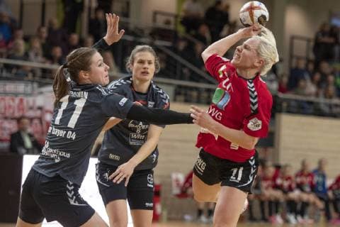 Sophie Lütke (SV Union Halle) die auffälligste Spielerin bei den Wildcats im Viertelfinale SV Union Halle-Neustadt (Wildcats) vs. Bayer 04 Leverkusen Handball DHB Pokal - Saison 2018 2019 Copyright: xVIADATAx xHolgerxJohnx Halle Saale Sachsen-Anhalt Deutschland
