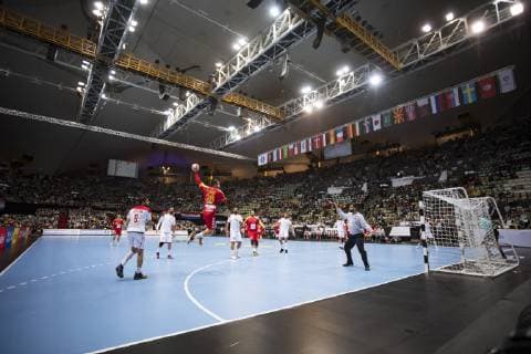 Handball WM 19, Vorrunde, Gruppe B, Begegnung: Mazedoniene - Bahrain Olympiahalle Muenchen. 13.01.2019 Im Bild: Â